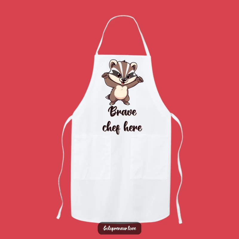 Funny Courageous Badger Apron: Confident Pose Character - Cook with Confidence and Humor