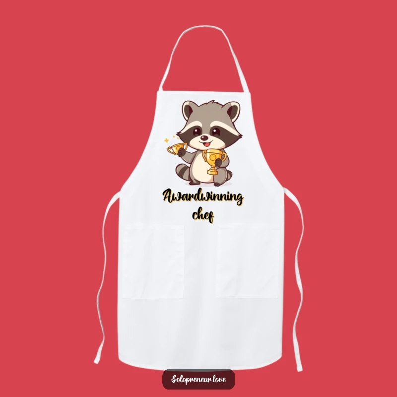 Funny Raccoon Apron: Cook Up Wins in This Hilarious Trophy Polishing Kitchenwear