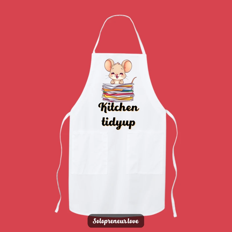 Funny Giggling Mouse Apron: Organized Papers Character - Kitchen Fun for Tidy Chefs