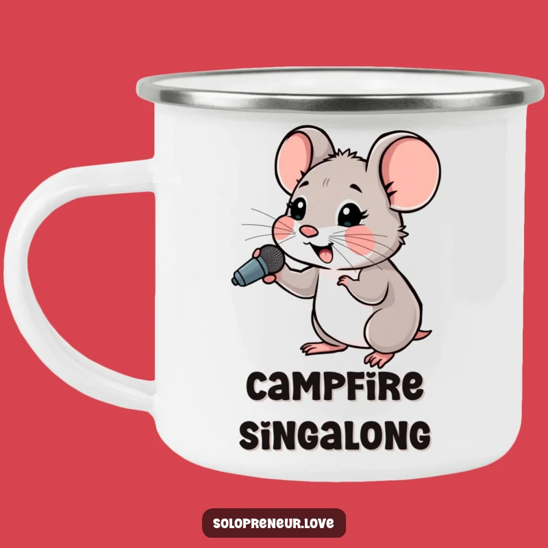 Funny Hopeful Mouse Microphone Camping Mug: Sing Along Outdoors
