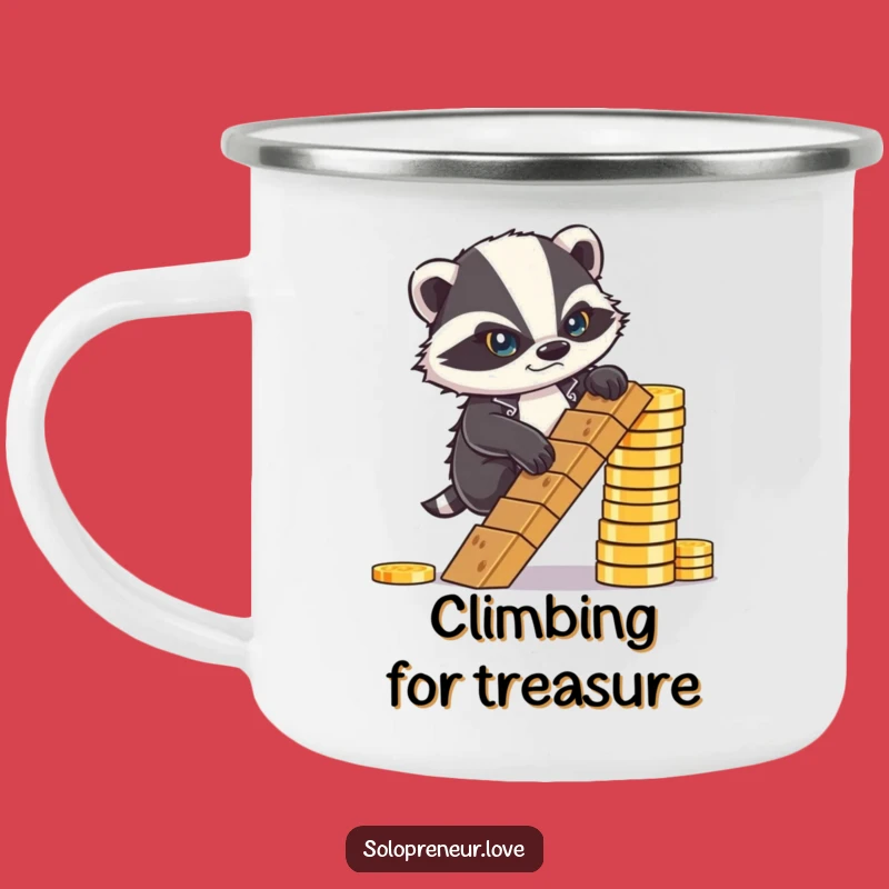Funny Badger Coin Camping Mug - Determined Adventure Gift