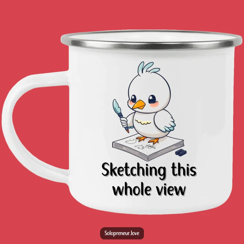 Funny Bird Camping Mug: Durable, Humorous, Artistic Sketching Adventure