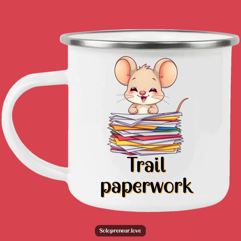 Funny Giggling Mouse Camping Mug: Durable Organized Papers Character for Outdoor Fun