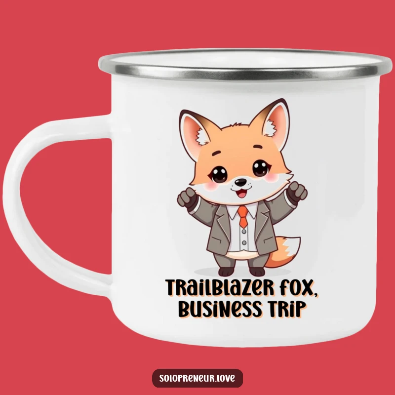 Funny Kawaii Fox Business Success Camping Mug: Adventure & Ambition!