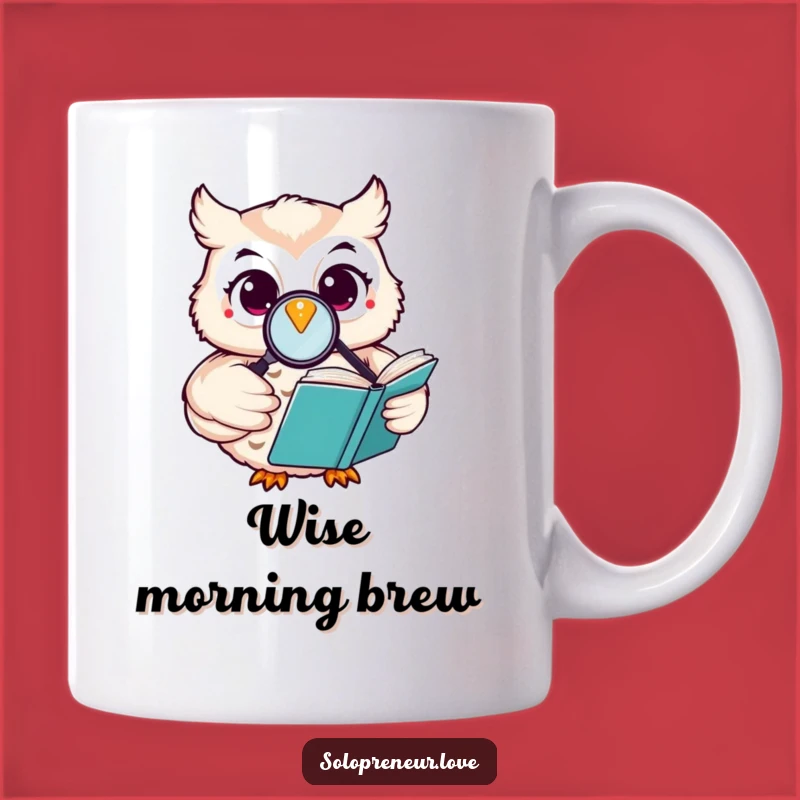 Funny Happy Owl Mug: Reading Book Magnifying Glass - Smart Gift for Book Lovers