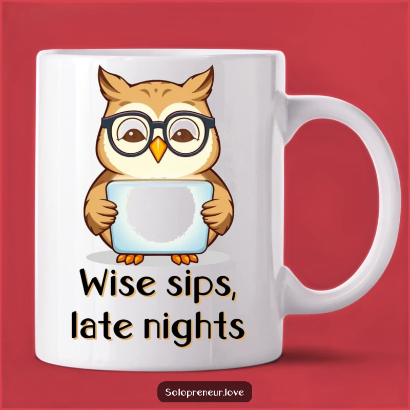 Funny Owl Reading Mug: Wise Words & Tech - Perfect Funny Gift!