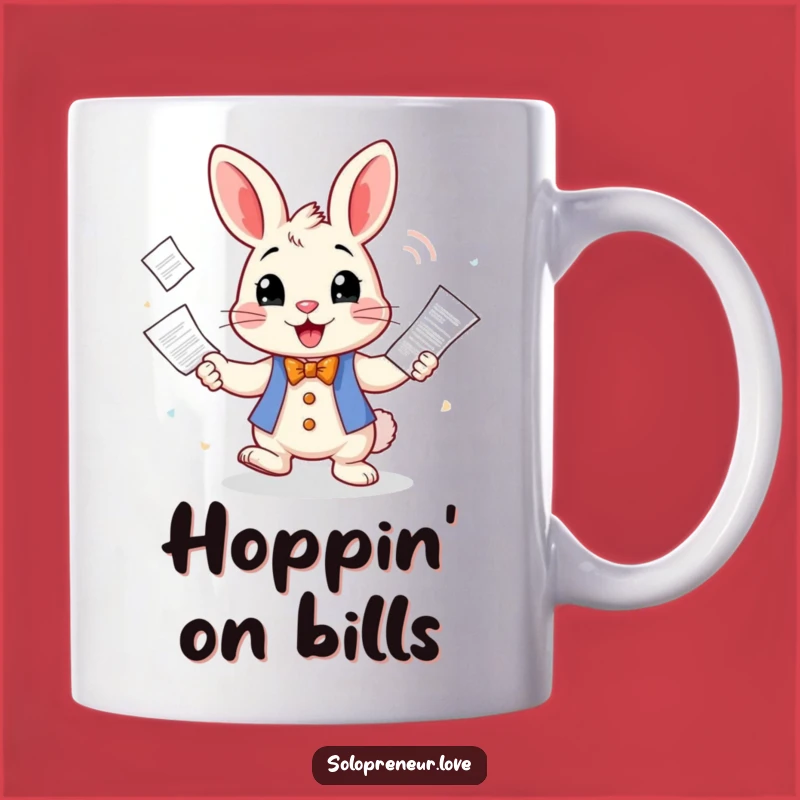 Funny Rabbit Juggling Mugs: Cheerful Bunny Business Invoice Gift!