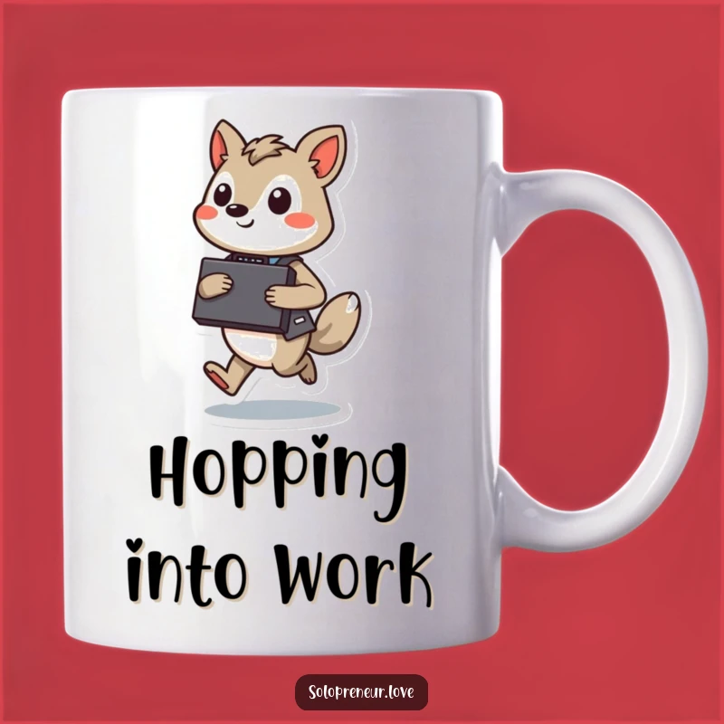 Funny Hopping Executive Mug: Confident Briefcase Carrier, Funny Gift Idea