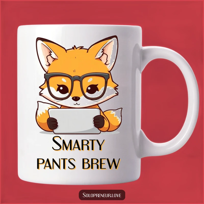 Funny Fox Working Tablet Mug - Smart & Humorous Tech Gift