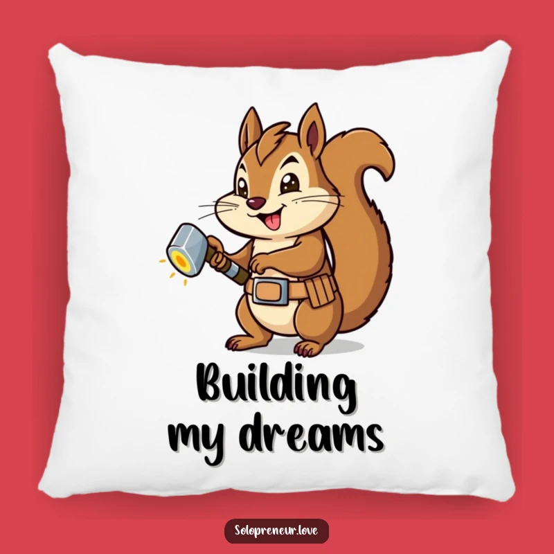 Funny Squirrel Carpenter Pillow: Cozy Comfort for Builders - A Gift