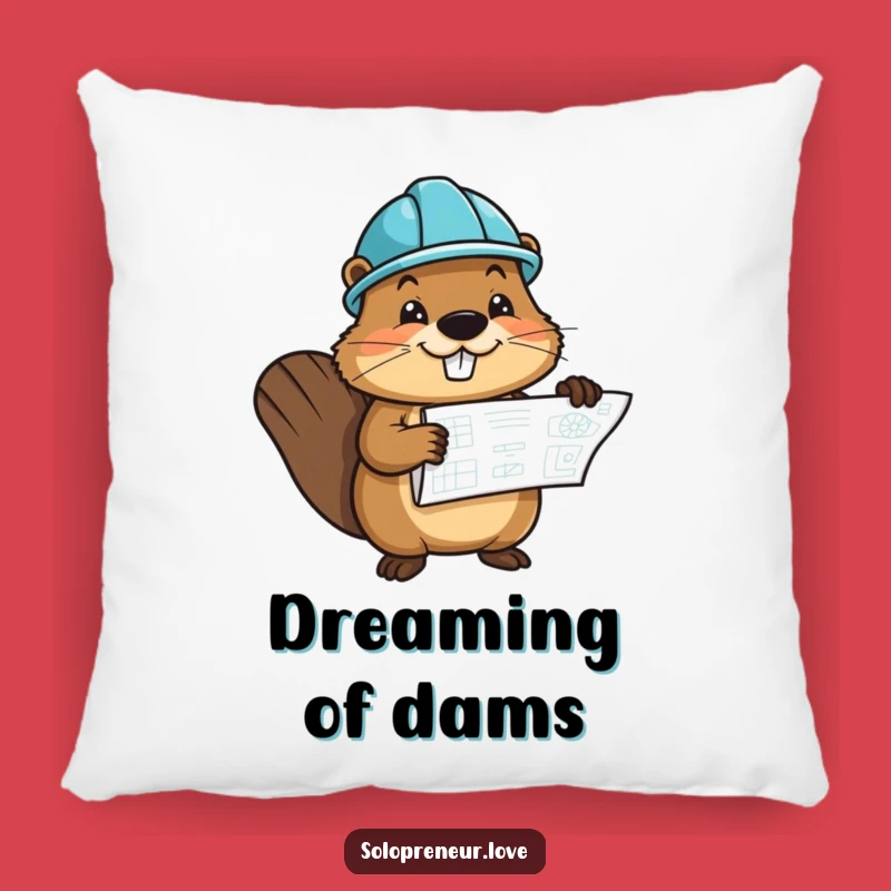 Comfy Funny Beaver Pillow - Builder Character, Soft & Cozy Funny Gift
