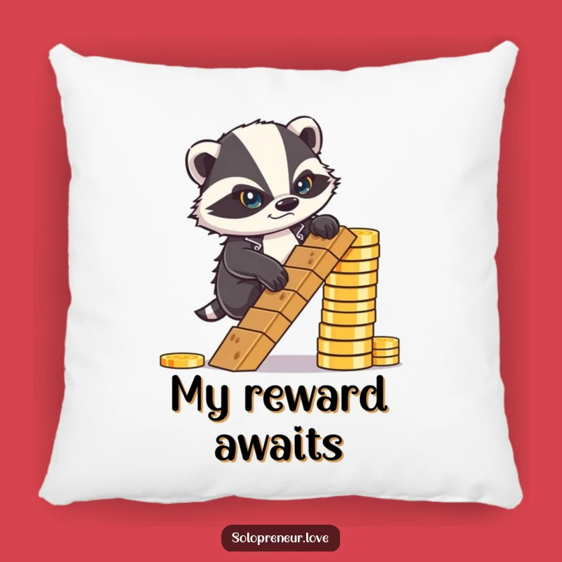 Funny Badger Coin Pillow - Cozy Determined Decor, Gift Idea