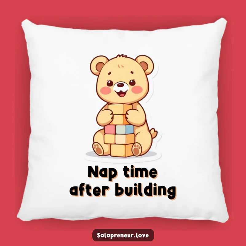 Funny Bear Cub Blocks Pillow: Comfy & Cute Decor for Playful Spaces