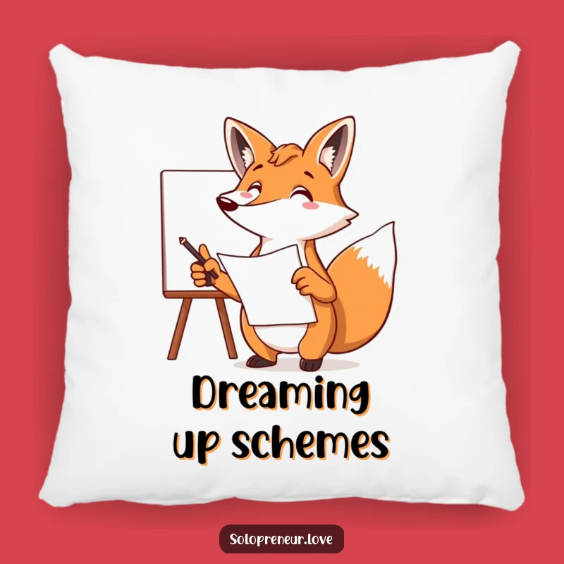 Funny Fox Plan Pillow - Comfy & Clever Strategist Decor!