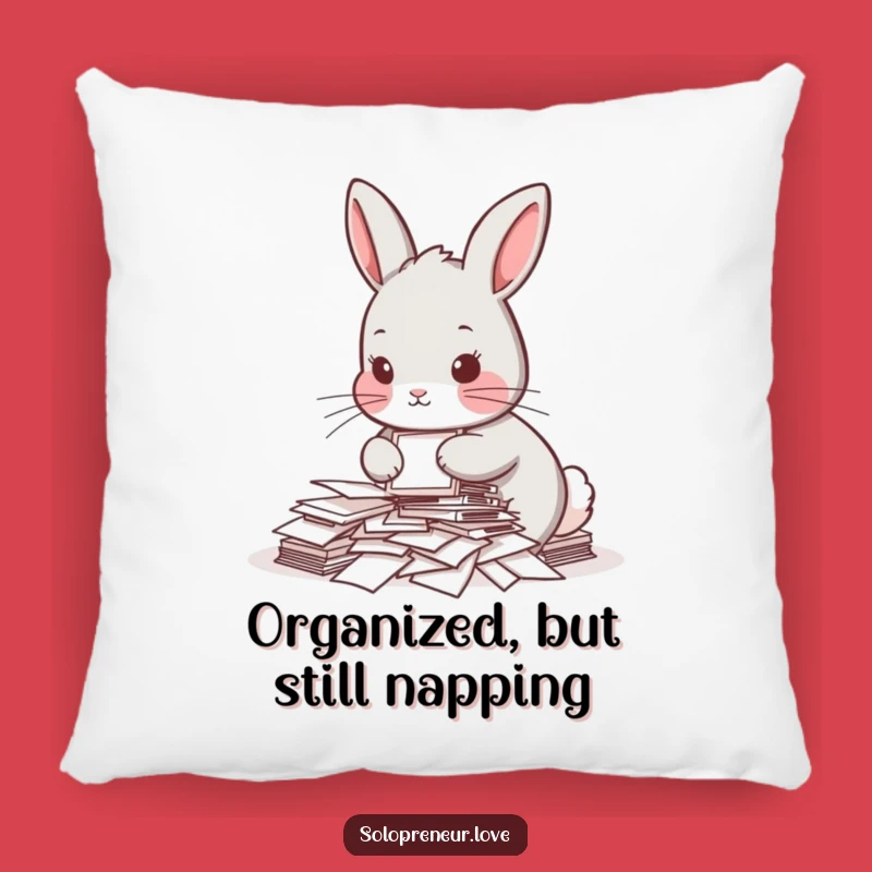 Funny Rabbit Paper Organizer Pillow: Comfy & Hilarious Decor for Your Den