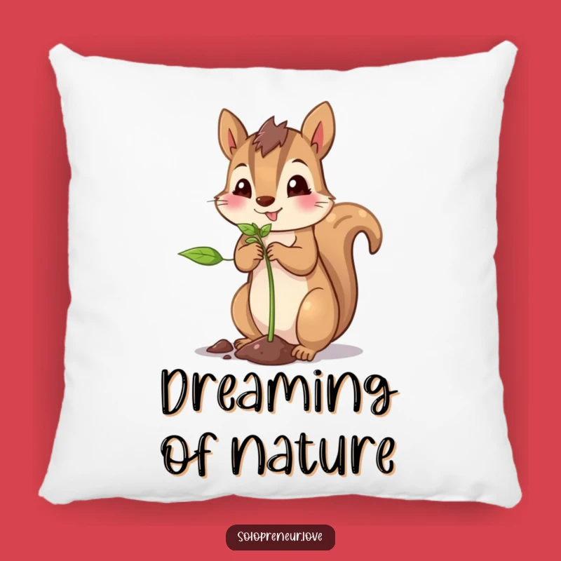 Funny Squirrel Planting Pillow: Cozy Gardener Feline Cushion Gift