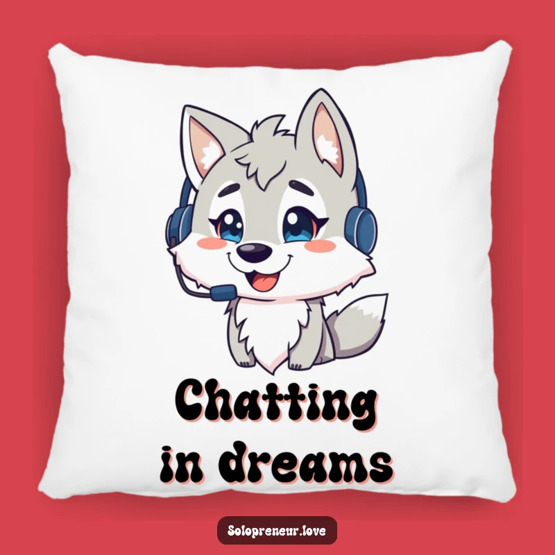 Funny Wolf Comfort Pillow - Chat All Night, A Cozy Funny Gift