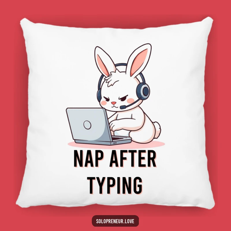 Funny Rabbit Coder Pillow: Cozy & Hilarious Desk Accent