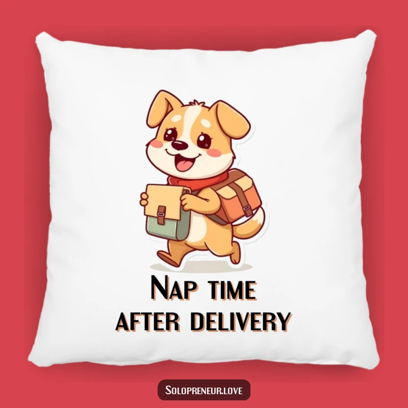 Funny Dog Pillow: Soft Comfort with Busy Delivery Character Design