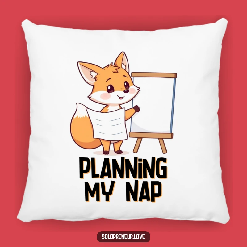Funny Fox Planning Pillow: Comfy Brainstorming Buddy - Perfect Funny Gift!