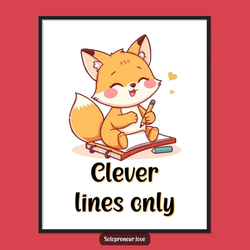Funny Fox Artist Digital Print: Gleeful Sketching Art