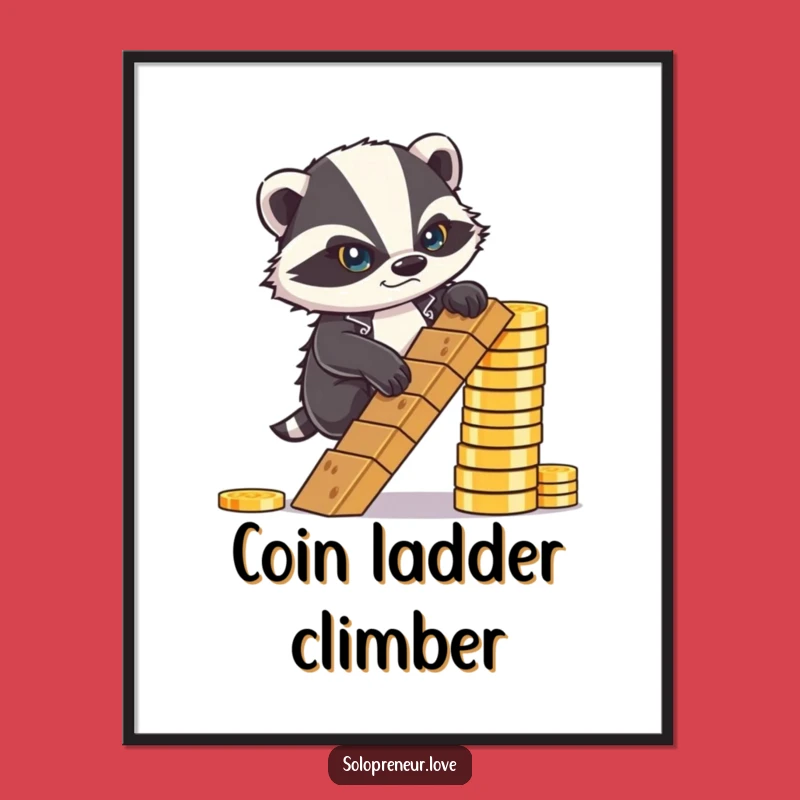 Funny Badger Coin Digital Print - Determined Art, Instant Gift
