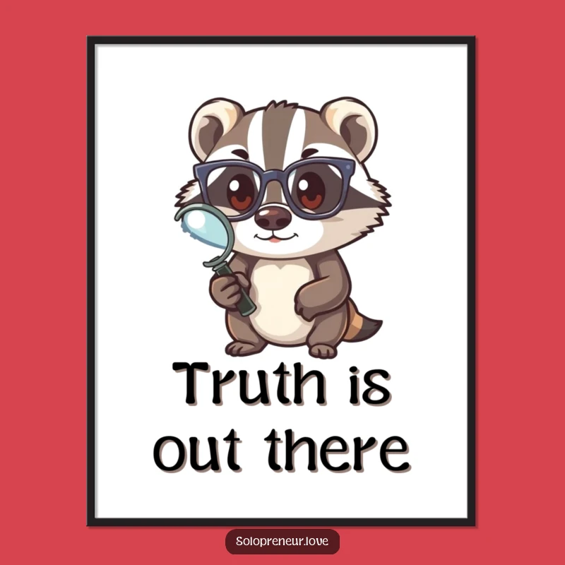 Funny Badger Investigator Digital Print - Smart Decor, A Versatile Funny Gift