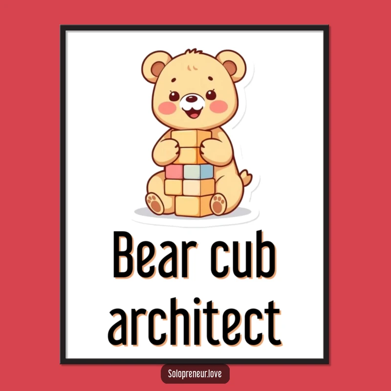 Funny Bear Cub Blocks Digital Art: Adorable Printable Decor for Joyful Spaces