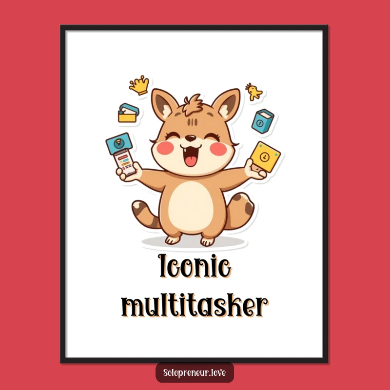 Funny Juggling Animal Digital Art: Energetic Icon Print, Instant Decor