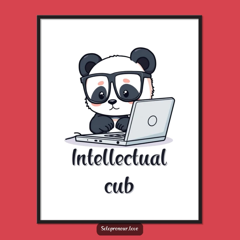 Funny Panda Coder Digital Art: Instant Focused Decor, Hilarious Wall Art Gift
