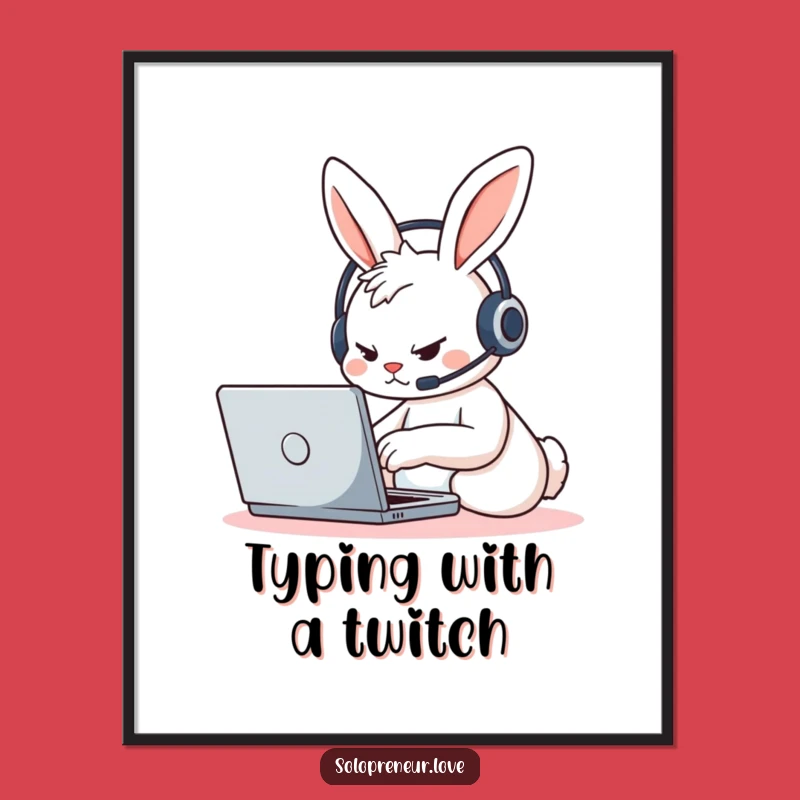 Funny Rabbit Coder Digital Print: Instant Workspace Motivation