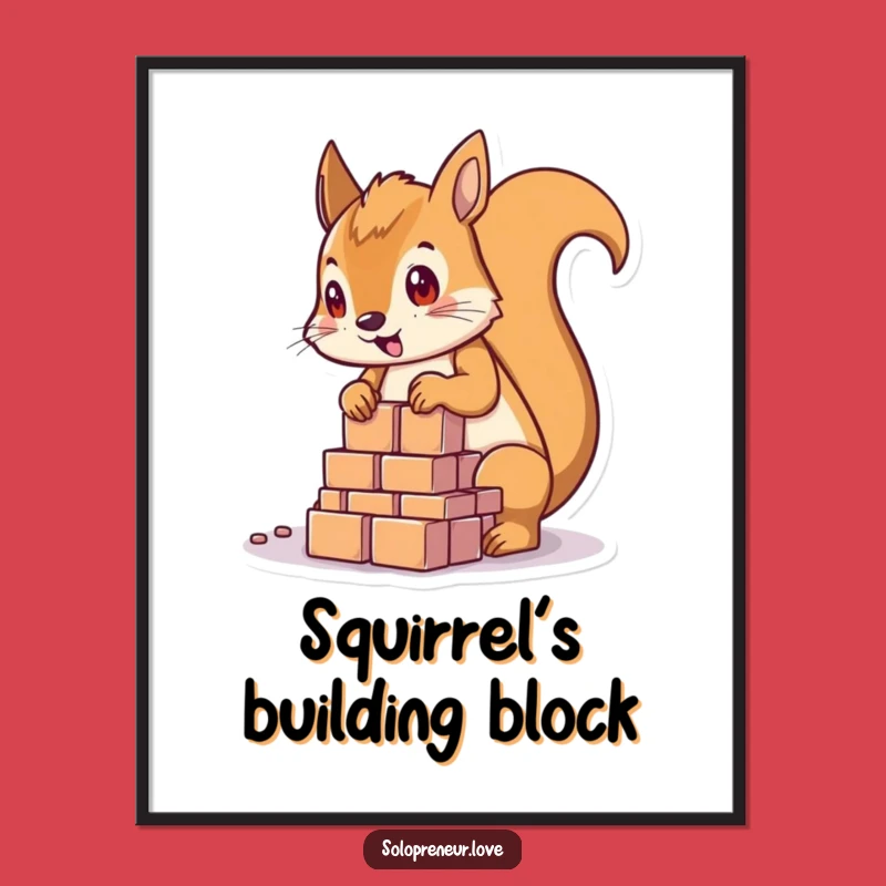 Funny Squirrel Building Blocks Digital Art: Instant Inspiration!