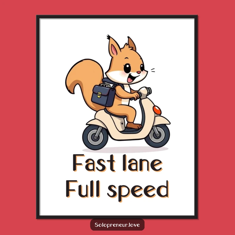 Funny Squirrel Scooter Digital Art: Cheerful Wall Art - Unique Funny Gift!