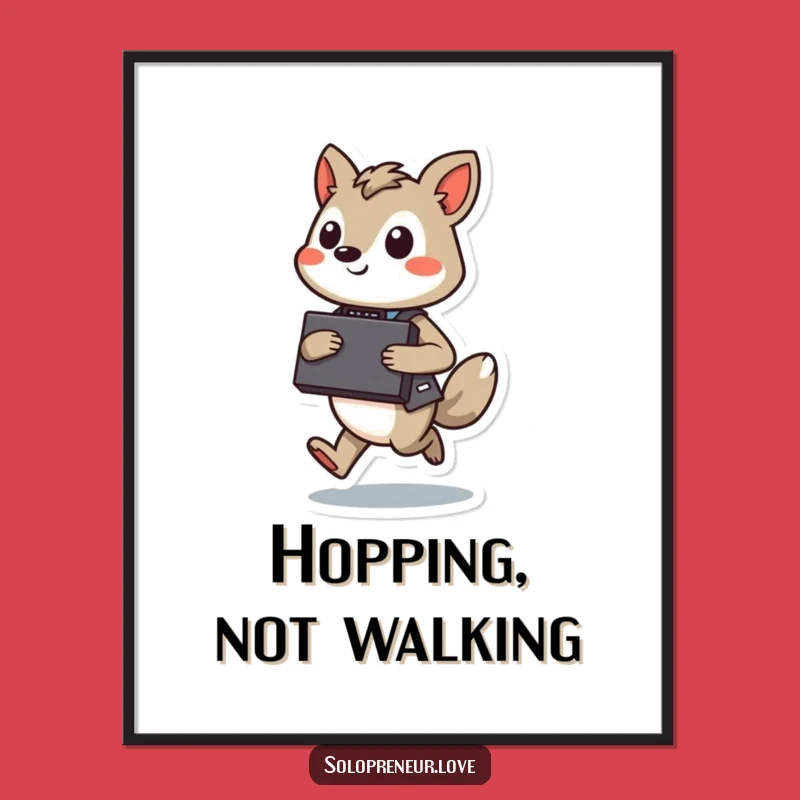 Funny Hopping Executive Digital Art: Motivational Jumper, Business Art, Instant Funny Gift