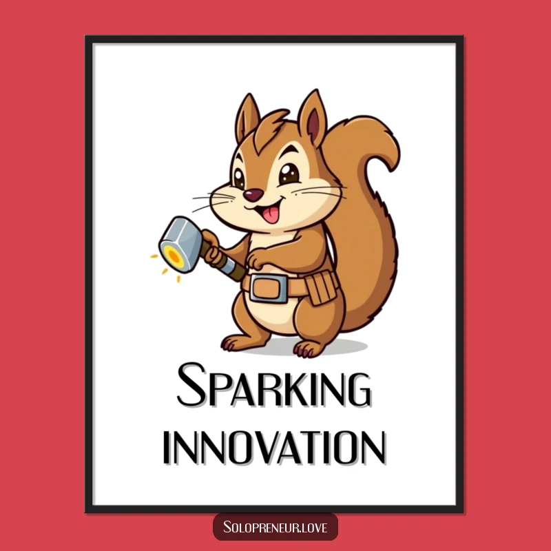 Funny Squirrel Carpenter Digital Art: Builder Squirrel Project - Instant Gift