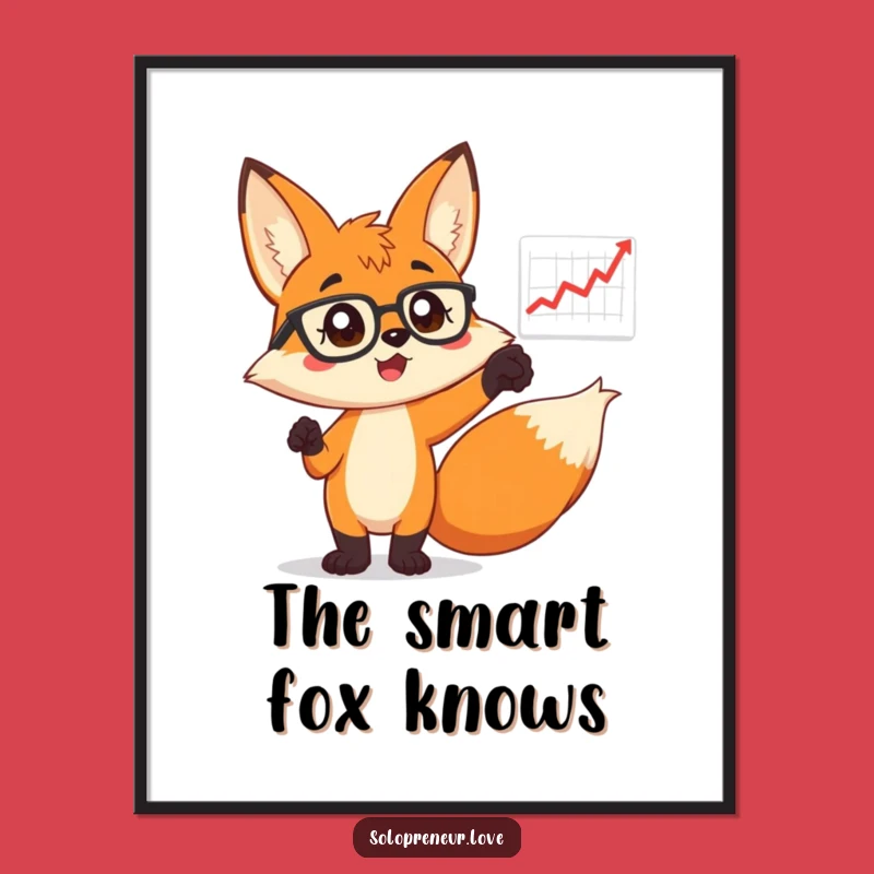 Funny Fox in Glasses Digital Art: Smart Business Chart - Instant Gift