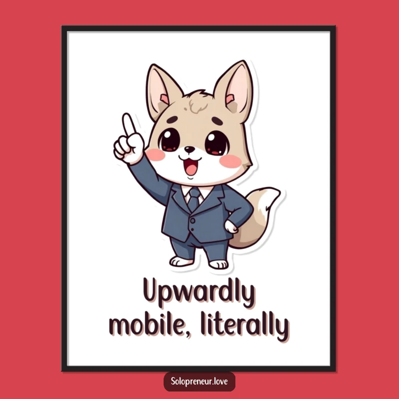 Funny Business Animal Digital Art: Motivational Pointer, Tiny Suit, Instant Funny Gift