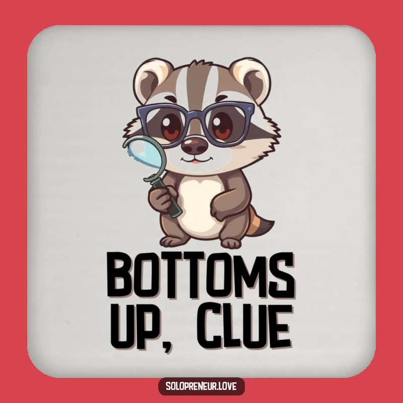 Funny Badger Detective Coaster - Protect Surfaces with Wit, A Small Funny Gift