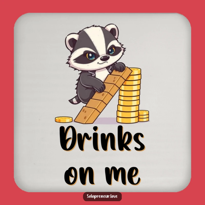 Funny Badger Coin Coaster - Determined Decor, Gift Idea