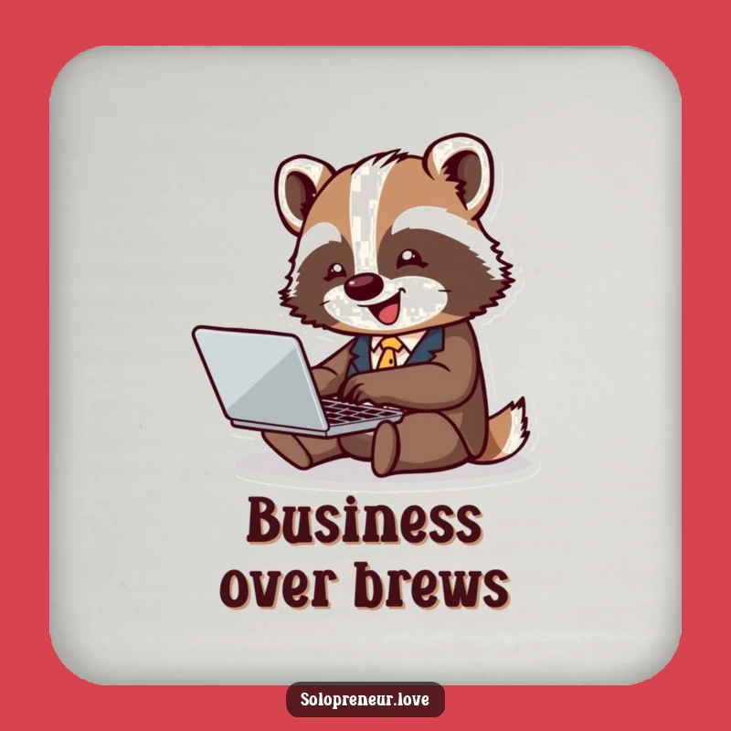 Funny Badger Business Coaster Set: Laptop Typer Protection