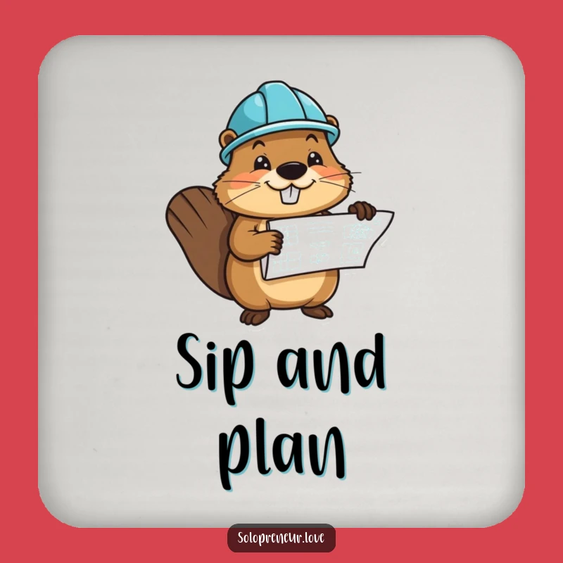 Funny Beaver Coaster - Builder Design, Protect Surfaces Funny Gift