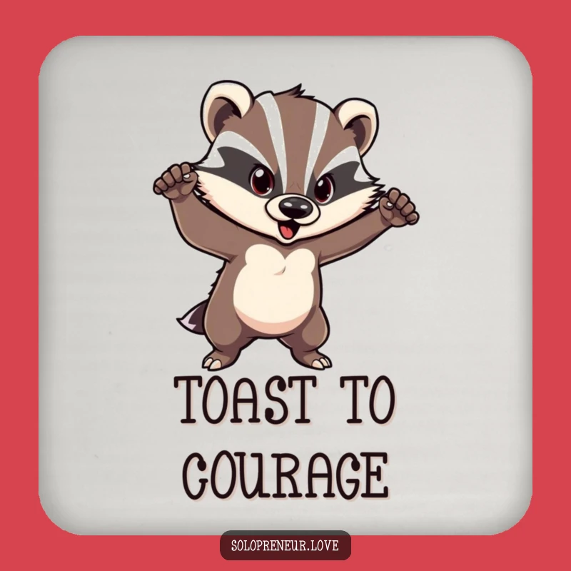 Funny Courageous Badger Coasters: Confident Pose Character - Protect Surfaces with Bold Style