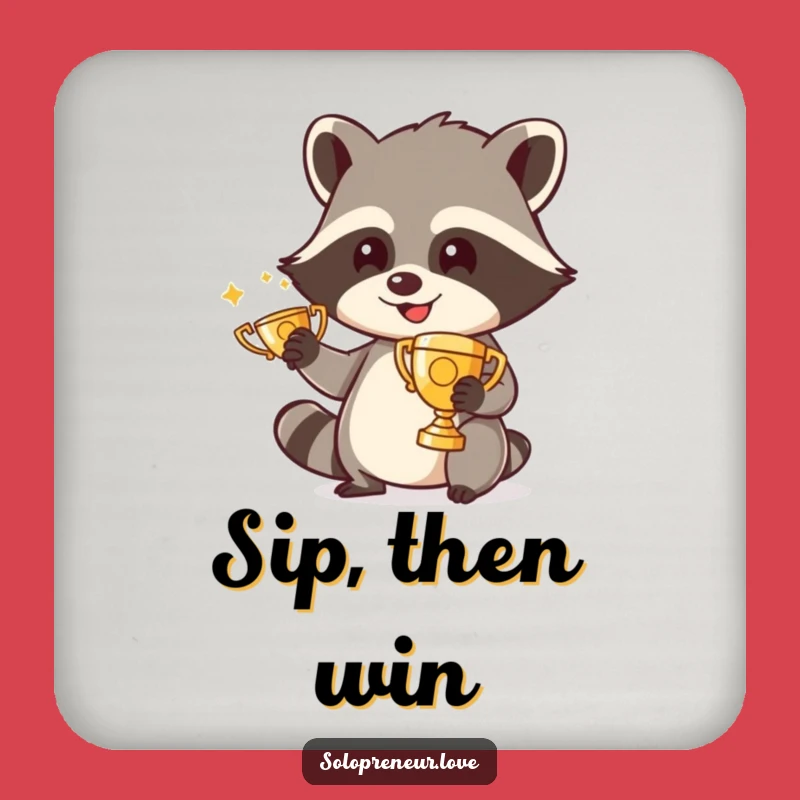 Funny Raccoon Drink Coaster: Protect Surfaces with This Hilarious Trophy Polishing Decor
