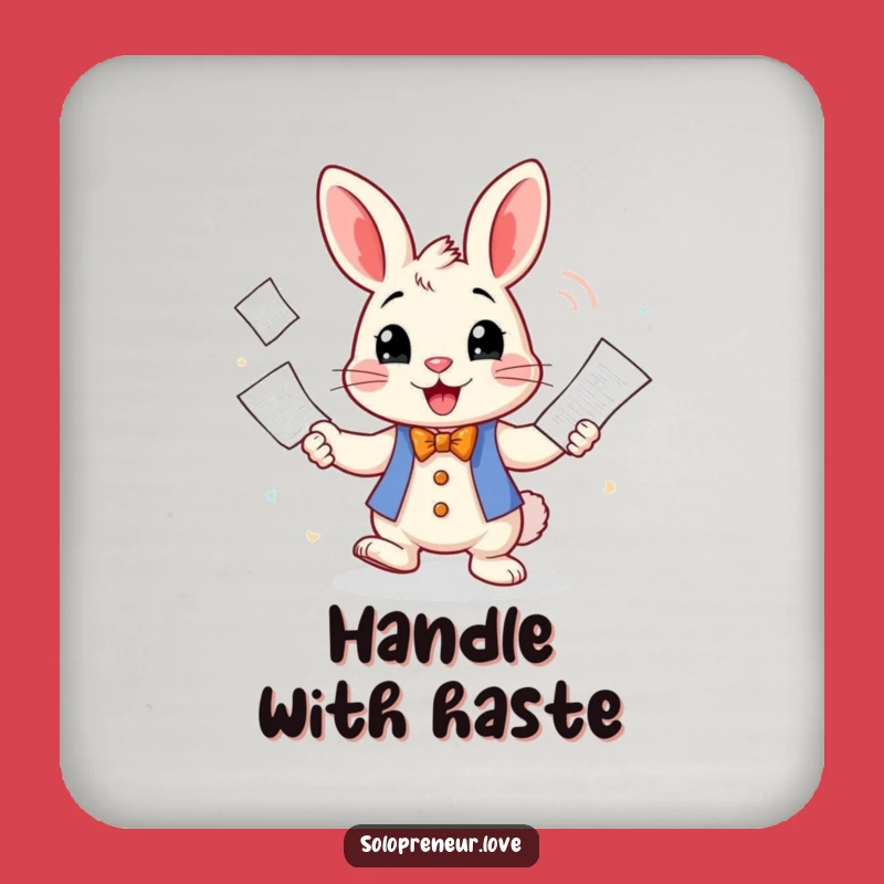 Funny Rabbit Juggling Coasters: Protect Surfaces with Bunny Humor!