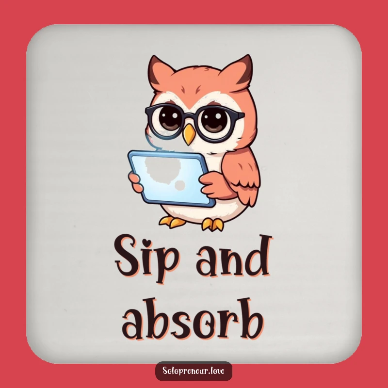 Funny Owl Reading Tablet Drink Coaster: Protect Surfaces with Smart Humor