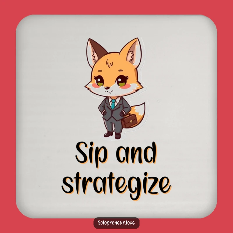 Funny Fox Coaster - Business Suit Design, Protect Furniture Funny Gift