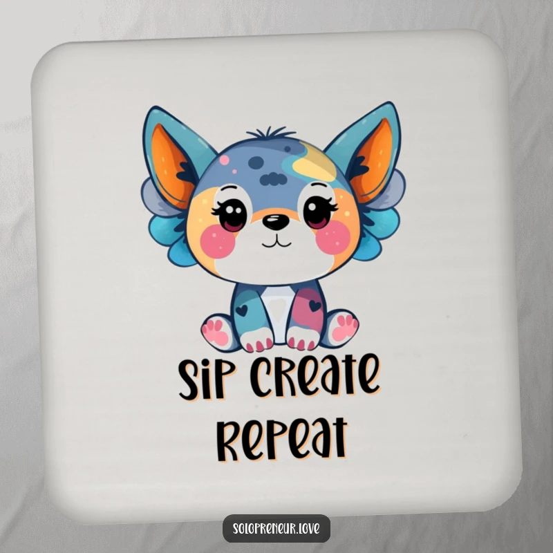 Funny drink coasters with an animal character painting abstract art, adding artistic flair and humor.