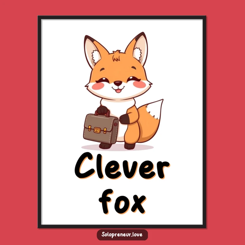 Funny Fox Business Poster: Decorate with Ambition, Hilarious Wall Art Gift