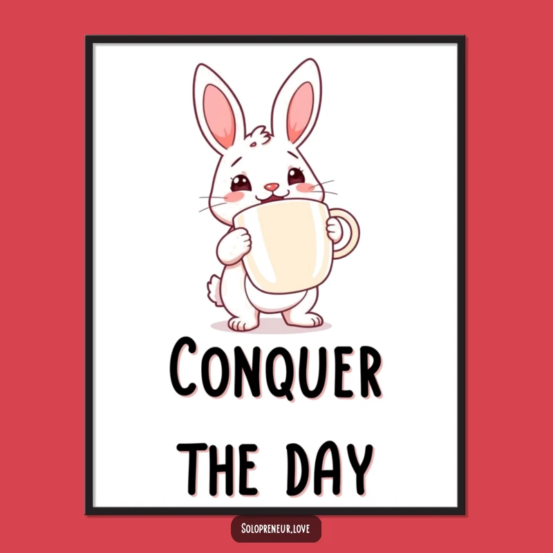 Funny Rabbit Coffee Poster: Energizer Art for Wall Decor