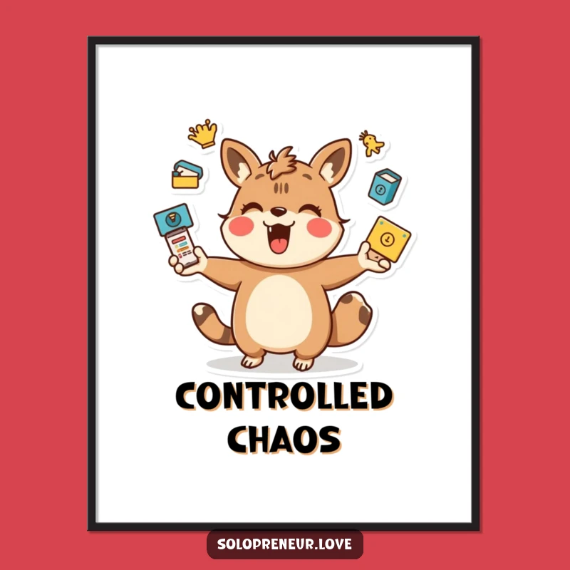 Funny Juggling Animal Poster: Energetic Icon Art, Hilarious Decor